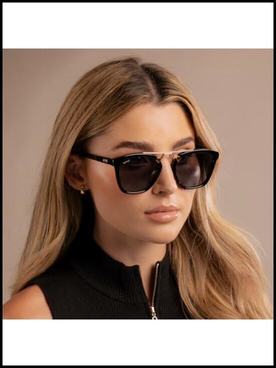 Oversized Square Polarized Sunglasses with Metal Double-Bar Bridge main image 4